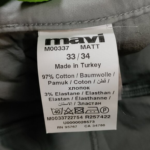 Mavi Pants mesn 33x34 Relaxed Straight Leg Matt Stretch Cotton - Picture 6 of 12